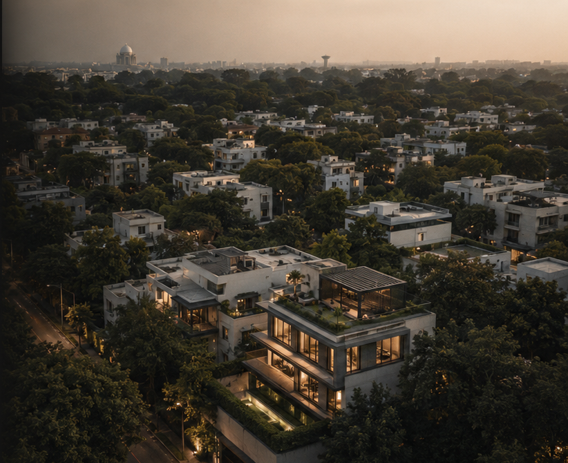 South Delhi residential aerial view